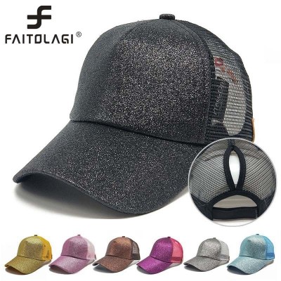 Unisex Adjustable Ponytail Mesh Glitter Trucker Baseball Cap Hat For  lot   eb-53512336